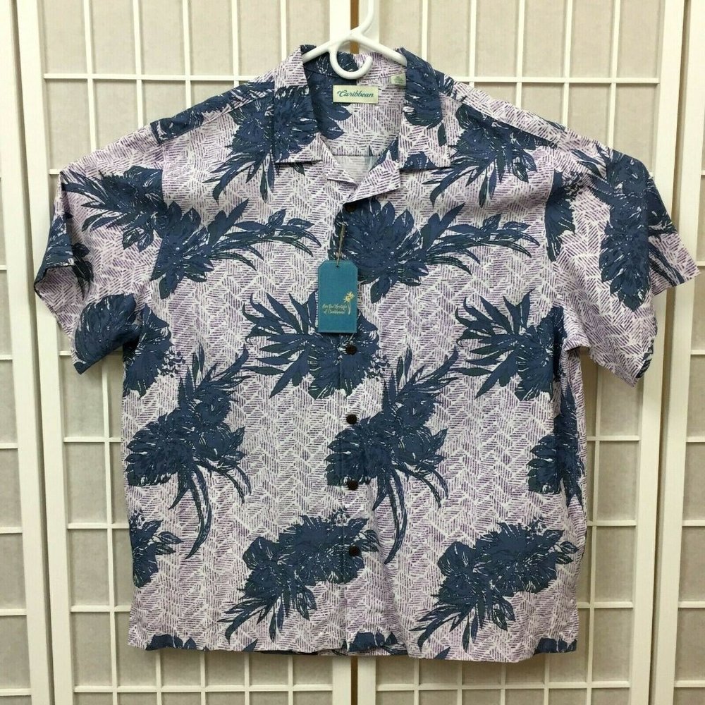 Caribbean Roundtree & Yorke Hawaiian Shirt Men's Size XL Tropical Vacation NWT